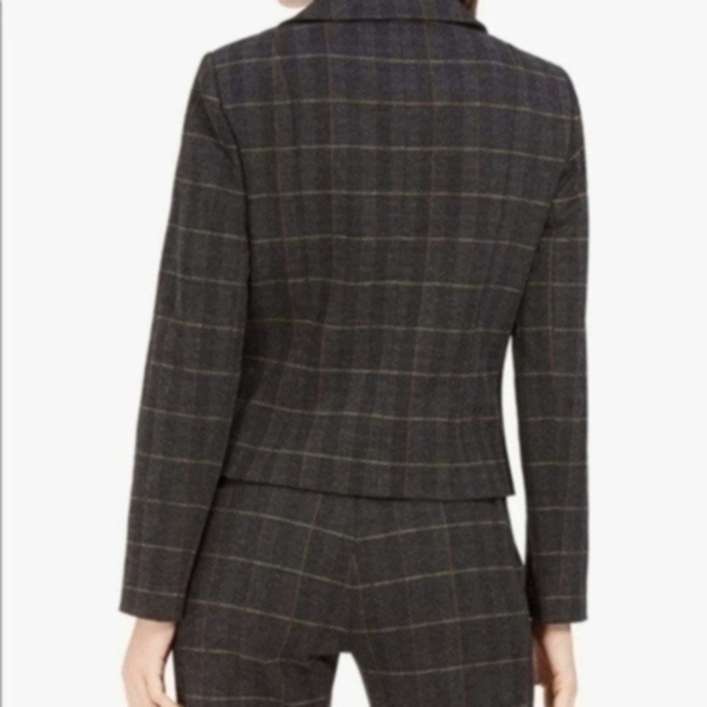 TAHARI Womens Black Pocketed Zippered Plaid Motorcycle Jacket Size 10 - Picture 3 of 13
